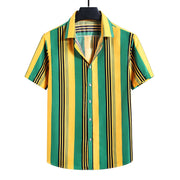 Men's Fashion Loose Striped Short Sleeve Shirt Top