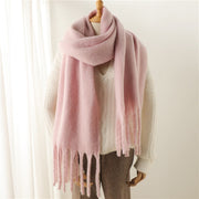 Mohair Scarf Solid Color Versatile Winter Warmth Lengthened Tassel Neck Scarf for Men and Women with Thick Beads Scarf