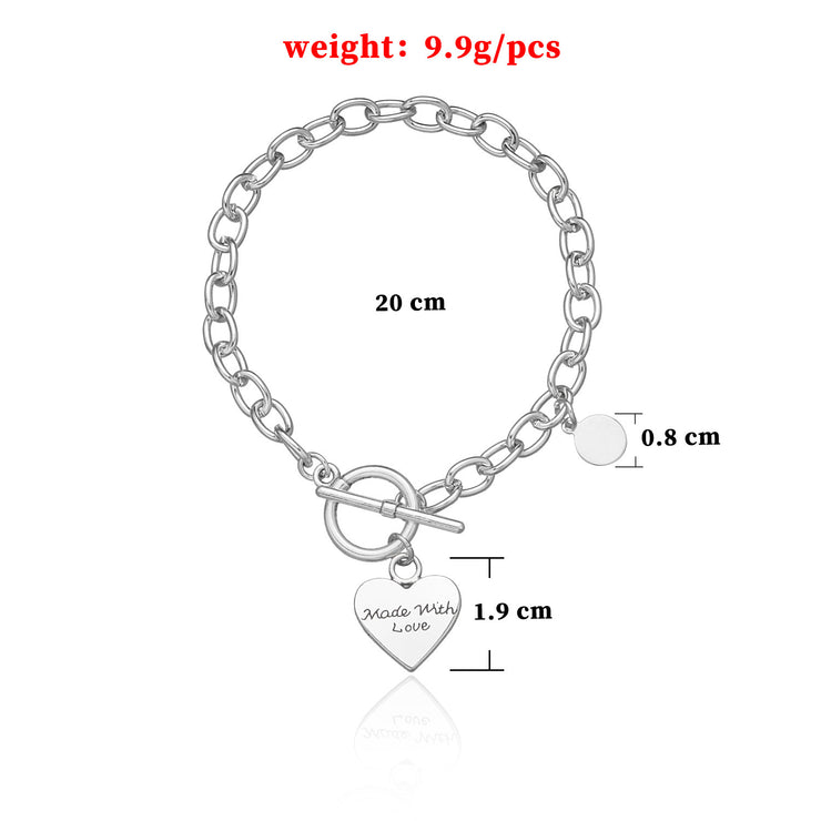 Jewelry Women''s Popular LoveBracelet Heart Shaped Chain Alloy Pendant Jewelry