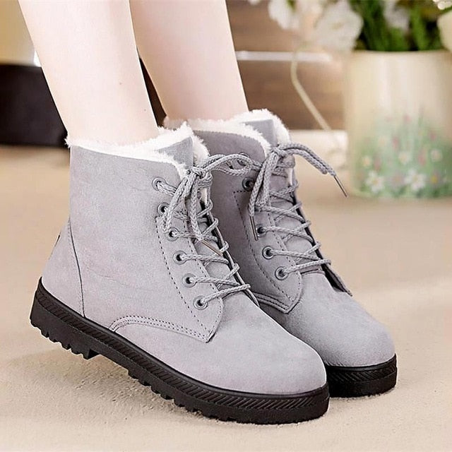 women winter boots square heels flock ankle boots