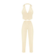 Niche Women's Asymmetric Collar Halter Vest Suit Casual Trousers Two-piece Set