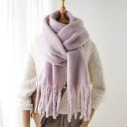 Mohair Scarf Solid Color Versatile Winter Warmth Lengthened Tassel Neck Scarf for Men and Women with Thick Beads Scarf