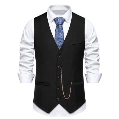 Solid Color Wedding Banquet V-neck Men's Suit Vest