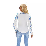 Women's Ethnic Print V-neck Casual Shirt