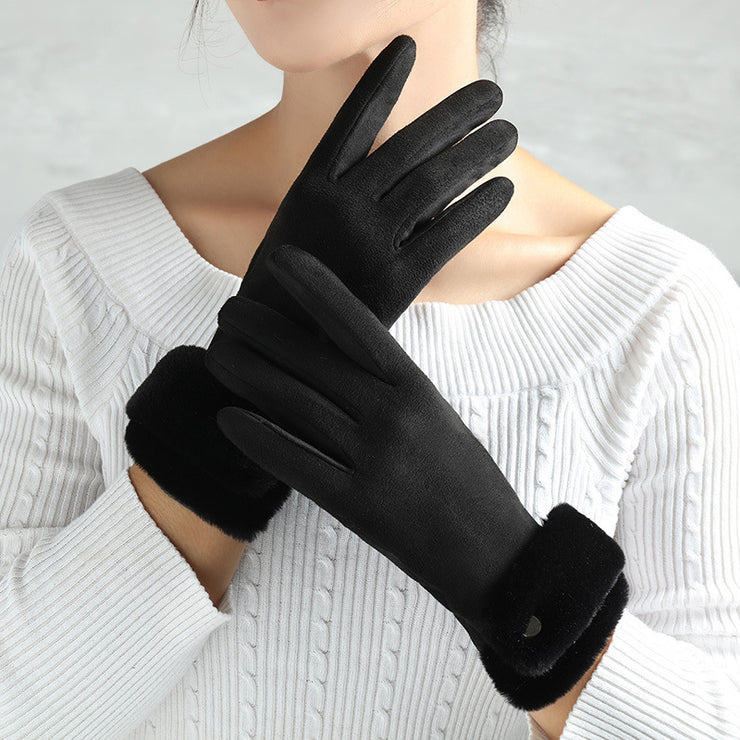 Suede Glove Warm Finger Gloves