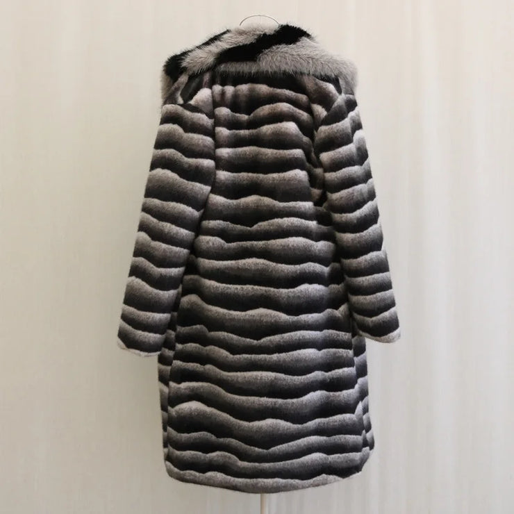 Winter Warm Faux Fur Coat Men Mid-length Thick