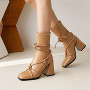 Black High Heels Ankle Boots For Women Autumn Winter Gladiator