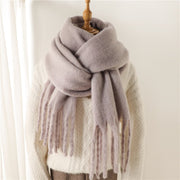 Mohair Scarf Solid Color Versatile Winter Warmth Lengthened Tassel Neck Scarf for Men and Women with Thick Beads Scarf