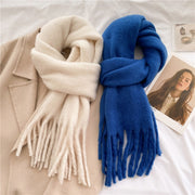 Mohair Scarf Solid Color Versatile Winter Warmth Lengthened Tassel Neck Scarf for Men and Women with Thick Beads Scarf