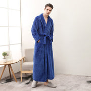 Winter Male Femlae Bathrobe Flannel Thick Robe Long Sleeve Soft Warm