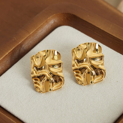 Square Pleated Earrings Jewelry Women