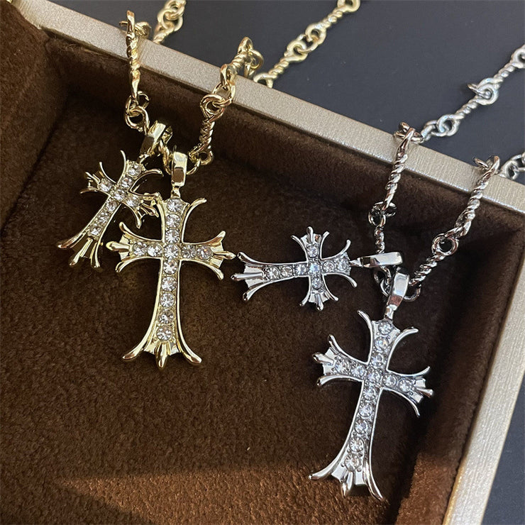 Fashion Jewelry Cross Long Necklace For Women All-match Sweater Chain