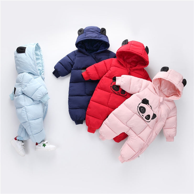 Baby Boy Girl Clothes New Born Winter Hooded Rompers Thick Cotton