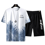 Men's Short-sleeved T-shirt Summer Ice Silk Quick-drying Loose Sports And Leisure Suit Fashion Brand Wear A Entire Outfit