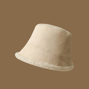 Double-Sided Wear Deerskin Velvet Bucket Hat Girls Autumn And Winter Thickened Lamb's Wool