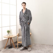 Winter Male Femlae Bathrobe Flannel Thick Robe Long Sleeve Soft Warm