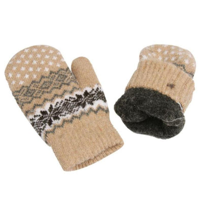 Fashion Knit Wool Women Girl Snowflake Winter Keep Warm Mittens Gloves