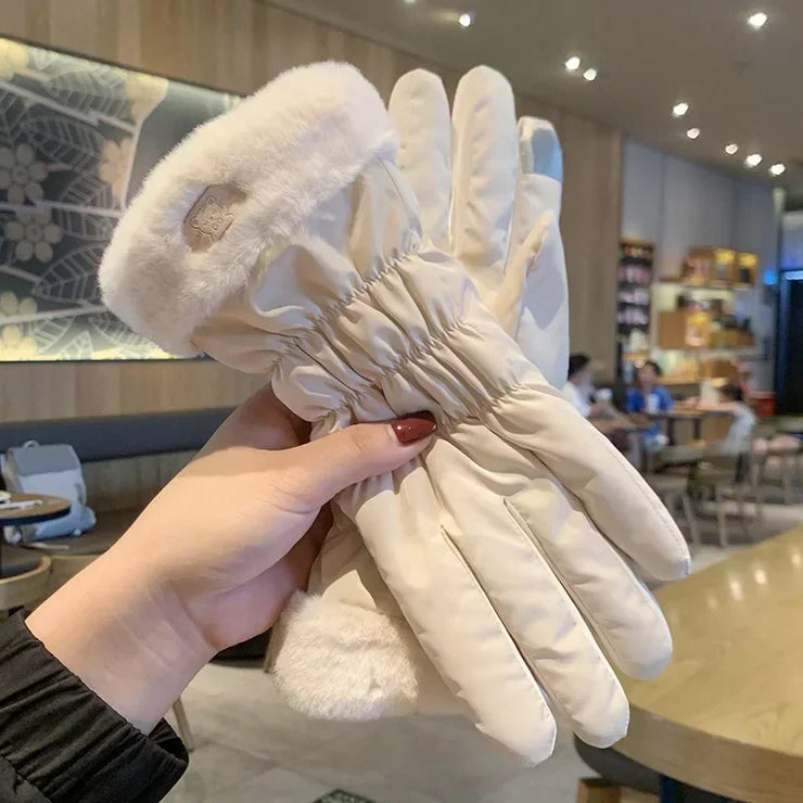 Cute Padded Gloves Little Bear Gloves Women Winter Fleece