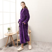 Winter Male Femlae Bathrobe Flannel Thick Robe Long Sleeve Soft Warm