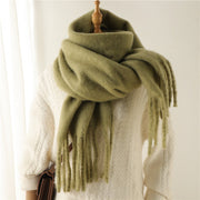 Mohair Scarf Solid Color Versatile Winter Warmth Lengthened Tassel Neck Scarf for Men and Women with Thick Beads Scarf