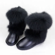 Lady Winter Boots Genuine Cowhide Leather Mid-calf Warm Boots