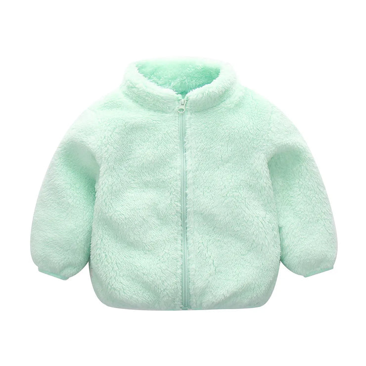 Infant Girl Boy Cute Zip Solid Warm Thick Fleece Coat Soft Winter Outerwear