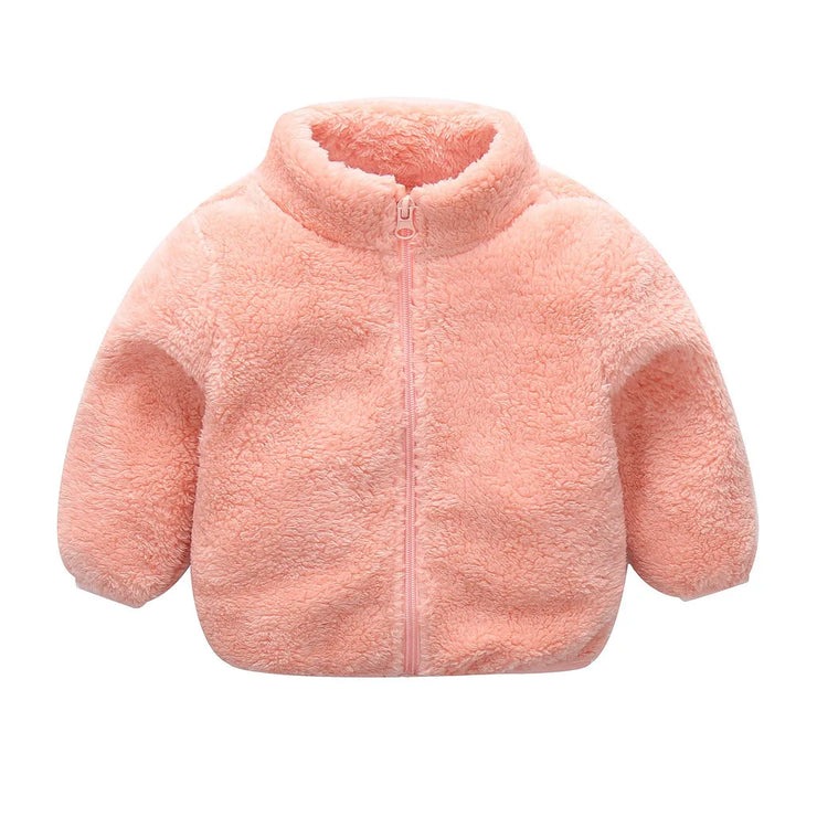 Infant Girl Boy Cute Zip Solid Warm Thick Fleece Coat Soft Winter Outerwear