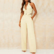 Niche Women's Asymmetric Collar Halter Vest Suit Casual Trousers Two-piece Set