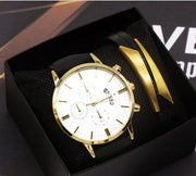 Men's Watch Set Quartz Fashion Cross-border Men's Watch Foreign Trade Calendar New Business Wrist Watch Men