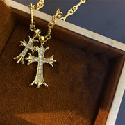 Fashion Jewelry Cross Long Necklace For Women All-match Sweater Chain