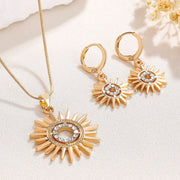 Sunflower Earrings Necklace Jewelry Suit Women